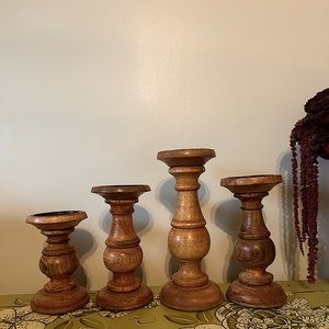Unique Wooden Pillar Candle Holders